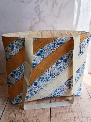 Sac Cabas ocre et bleuté