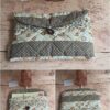 Pochette à livre de poche écoresponsable Modèle 12 matelassée beige et taupe, association de motifs coquillages, léopard et pois.