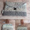 Pochette à livre de poche écoresponsable Modèle 9 matelassée beige et taupe, motifs léopard, chouettes et pois.