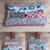 Pochette à livre de poche tissu Modèle 4 imprimé carreaux de ciment rouges et gris avec finitions fleuries.