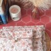 Trio de pochettes à livre matelassées en tissu motif Fleur Pastel déclinées en trois formats