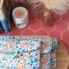 Ensemble de pochettes à livre en tissu matelassé motif Hortense Bleu superposées par taille
